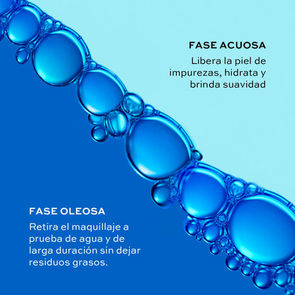 Loción Desmaquillante Bifásica Hidratante para Ojos y Rostro. 180 ml.