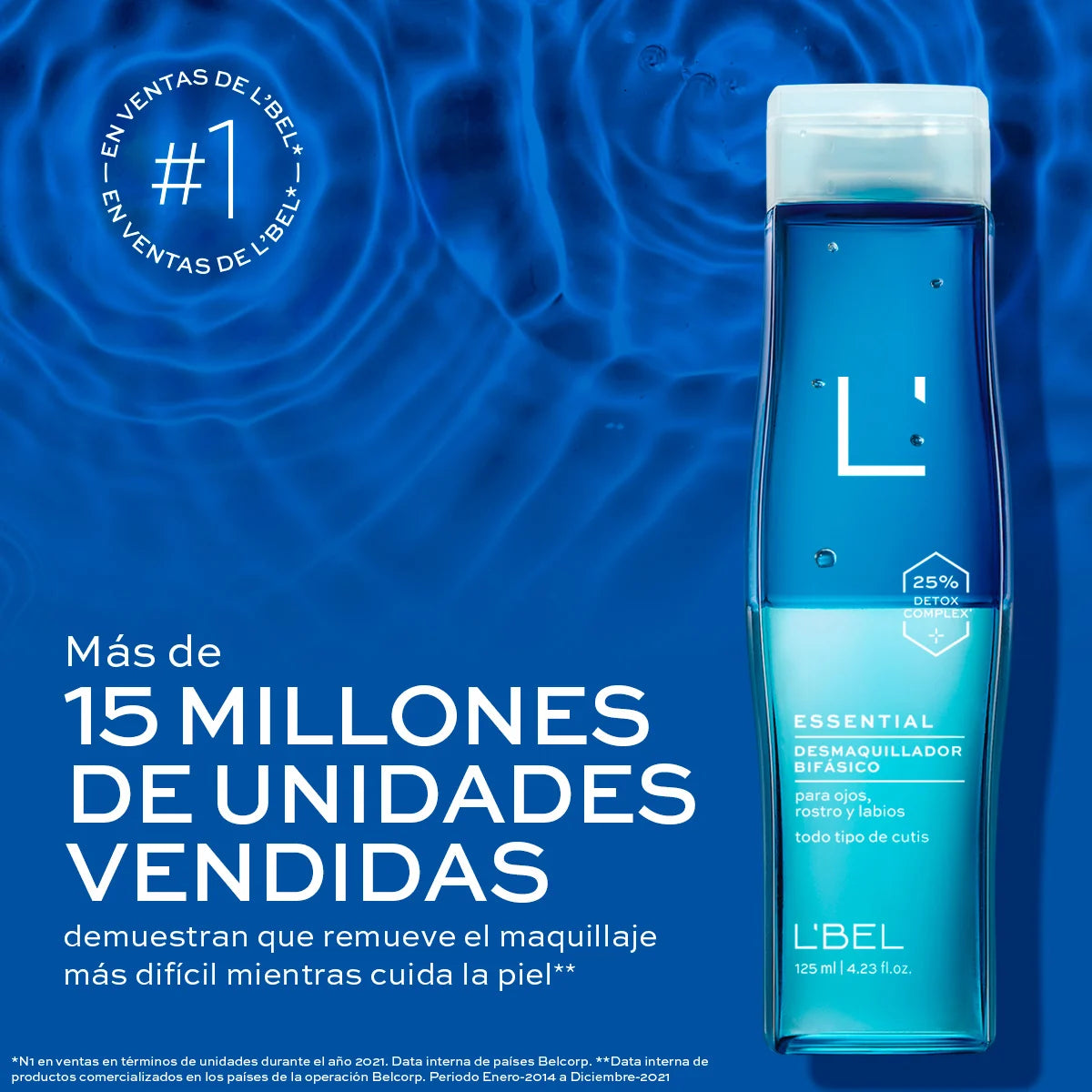 Loción Desmaquillante Bifásica Hidratante para Ojos y Rostro. 180 ml.