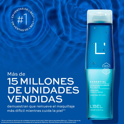 Loción Desmaquillante Bifásica Hidratante para Ojos y Rostro. 180 ml.