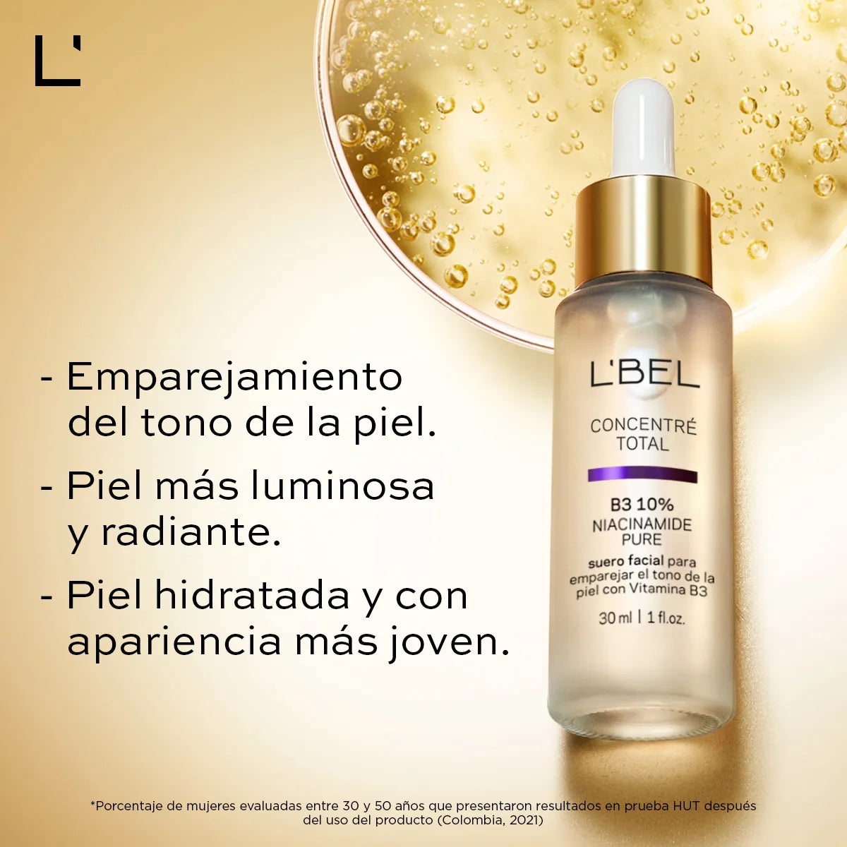 Concentré Suero Facial Antimanchas 10% Niacinamida Pura  L'bel