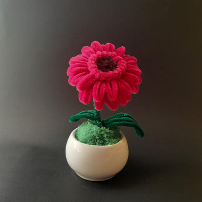 Maceta Gerbera Suave – Flor artesanal hecha a mano