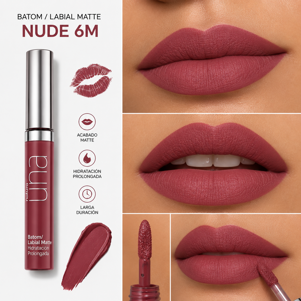 Una Labial mate intransferible Nude 6M 8 ml