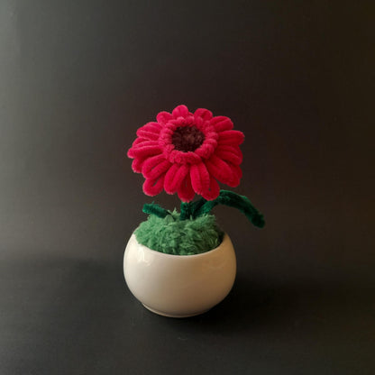 Maceta Gerbera Suave – Flor artesanal hecha a mano