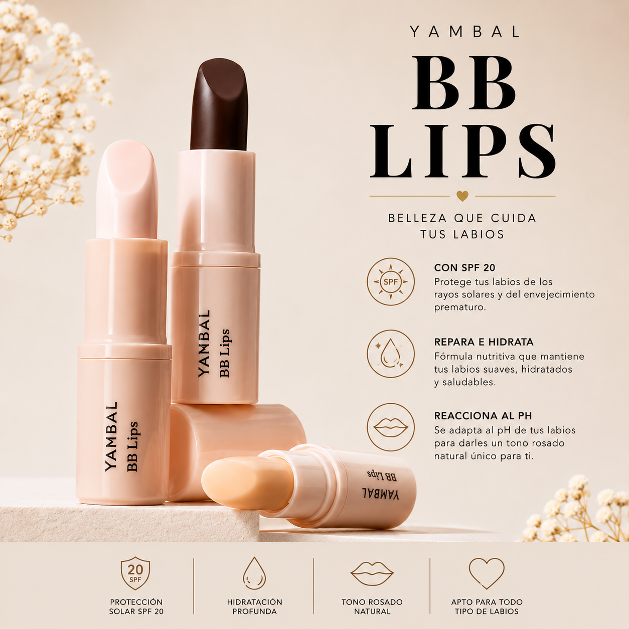 BB Lips Bálsamo Hidratante para Labios Sentiva 3.8g