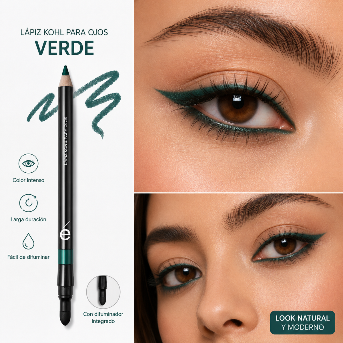 Lápiz para Ojos con Difuminador Verde Creativo Kohl Ésika 1.1 g