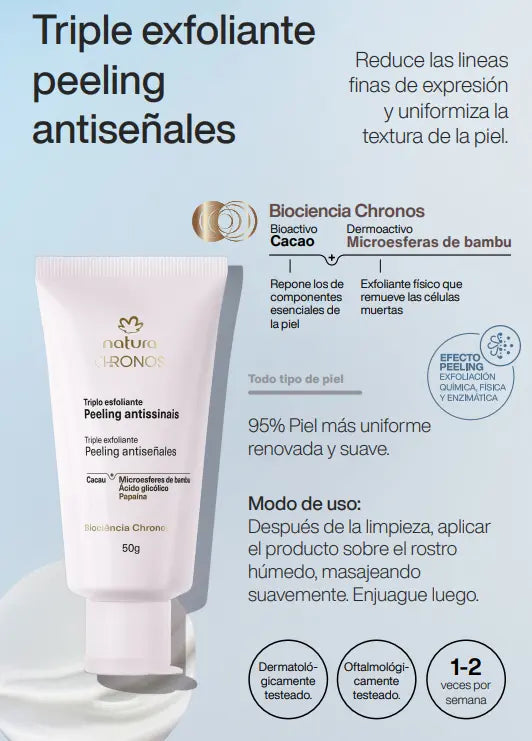 Exfoliante exfoliante triple antiseñal Natura Chronos, 15 g, para todo tipo de piel, día y noche