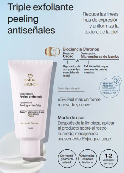 Exfoliante exfoliante triple antiseñal Natura Chronos, 15 g, para todo tipo de piel, día y noche